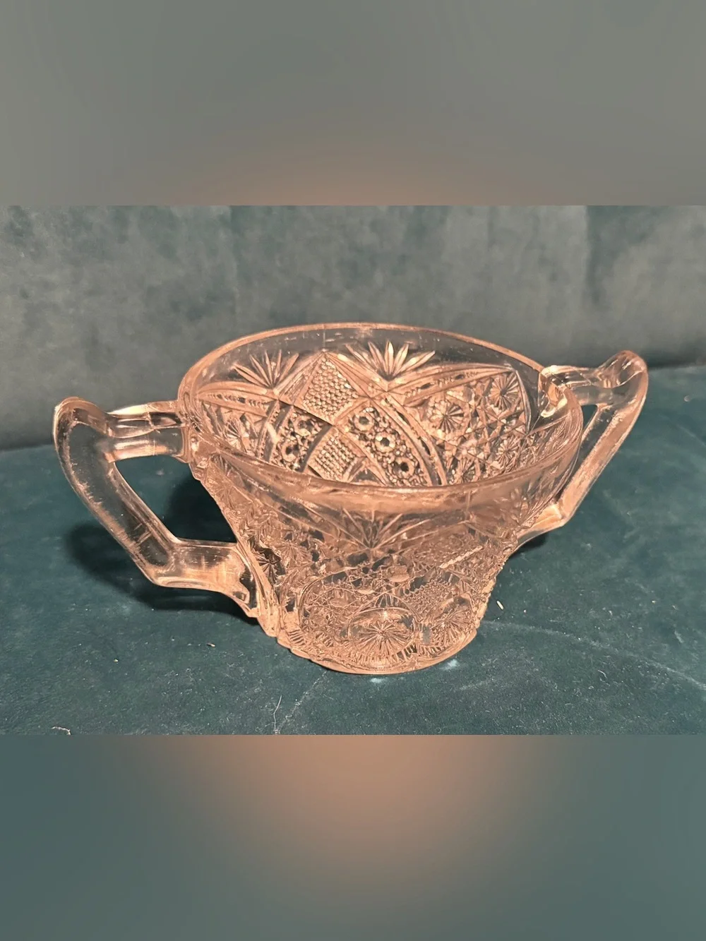 Vintage “Glow Glass” Pressed Glass Double-Handled Sugar Bowl - Decorative Accent